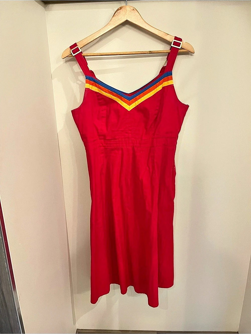 ModCloth Dreams & Desires Dress Color Block Maxi in Red & Blue Size 12 Wonder Wo